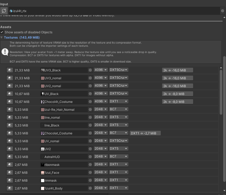 Текстуры в VRAM Evaluator