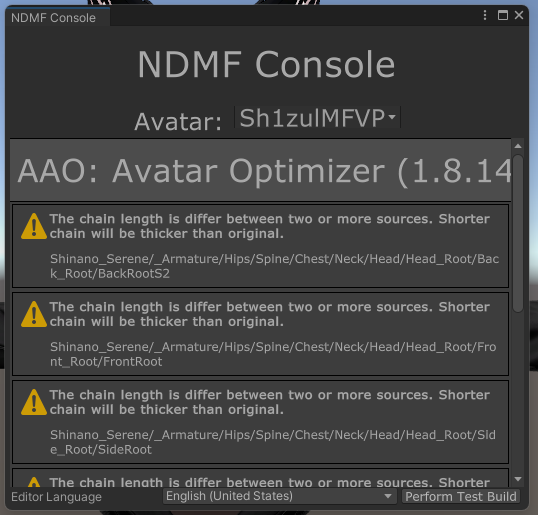 Предупреждения NDMF Console